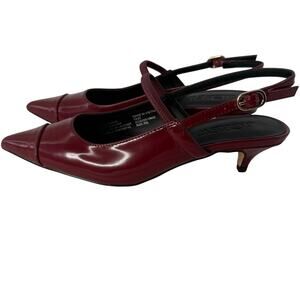 J.Crew Robin Mary Jane Slingback Kitten Heels Midnight Burgundy Womens 5.5